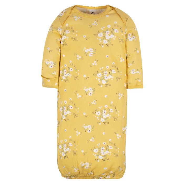4-Pack Baby Girls Golden Floral Gowns