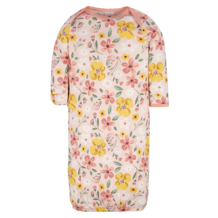 4-Pack Baby Girls Golden Floral Gowns