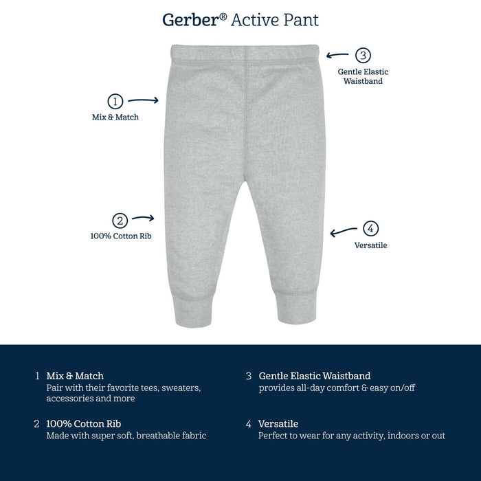 4-Pack Baby Girls Hearts Active Pants-Gerber Childrenswear