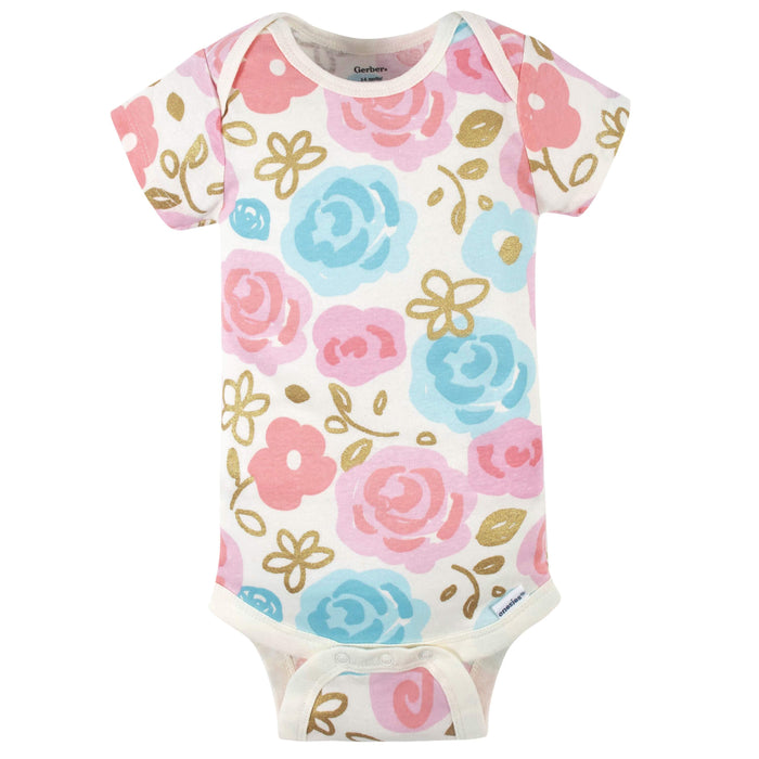 4-Pack Baby Girls Princess Short Sleeve Onesies® Bodysuits-Gerber Childrenswear