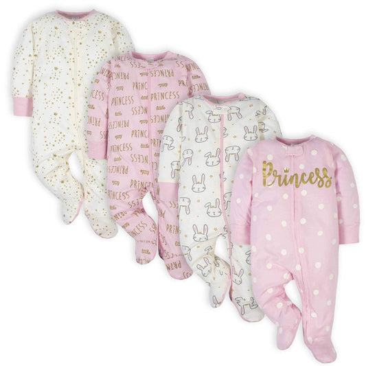 Gerber® 4-Pack Baby Girls Princess Sleep N' Plays-Gerber Childrenswear