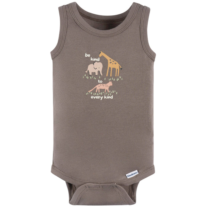 4-Pack Baby Neutral Ivory Safari Sleeveless Onesies® Bodysuits onesies Gerber®