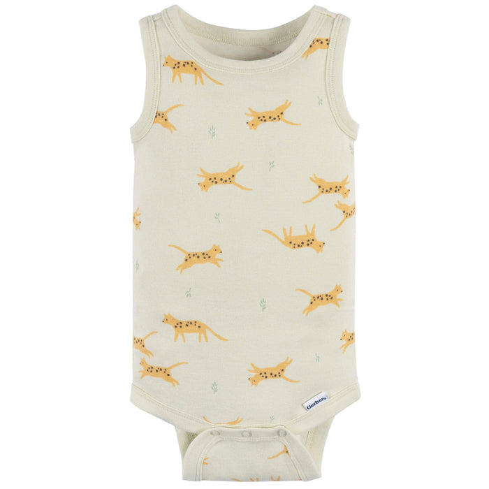 4-Pack Baby Neutral Ivory Safari Sleeveless Onesies® Bodysuits onesies Gerber®
