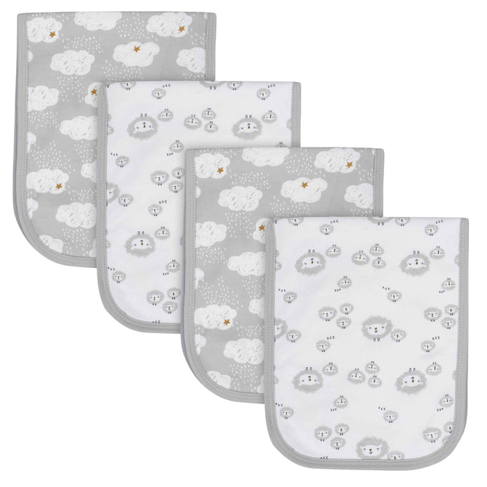 4-Pack Baby Neutral Sheep Interlock/Terry Burp Cloths-Gerber Childrenswear