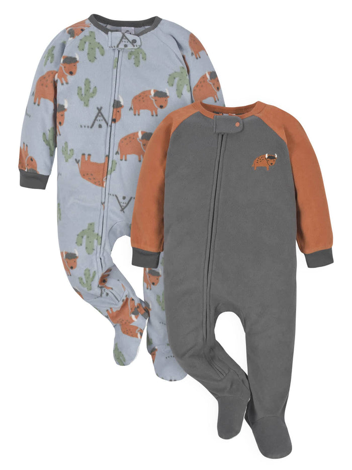 4-Pack Baby & Toddler Boys Buffalo & Bears Fleece Pajamas