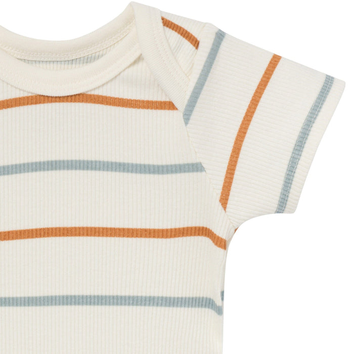 4-Pack Baby Boys Ivory Stripe/Medium Teal Short Sleeve Bodysuit and Shorts Set outfits Modern Moments™ by Gerber®