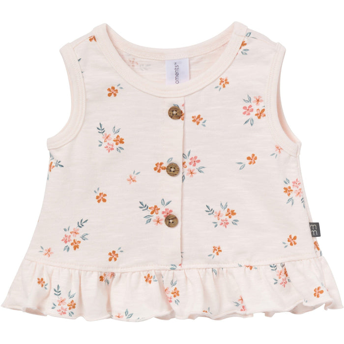 4-Piece Baby Girls Light Rose Flower Bunches/Rose Sleeveless Peplum Tops and Shorts Set outfits Modern Moments™ by Gerber®