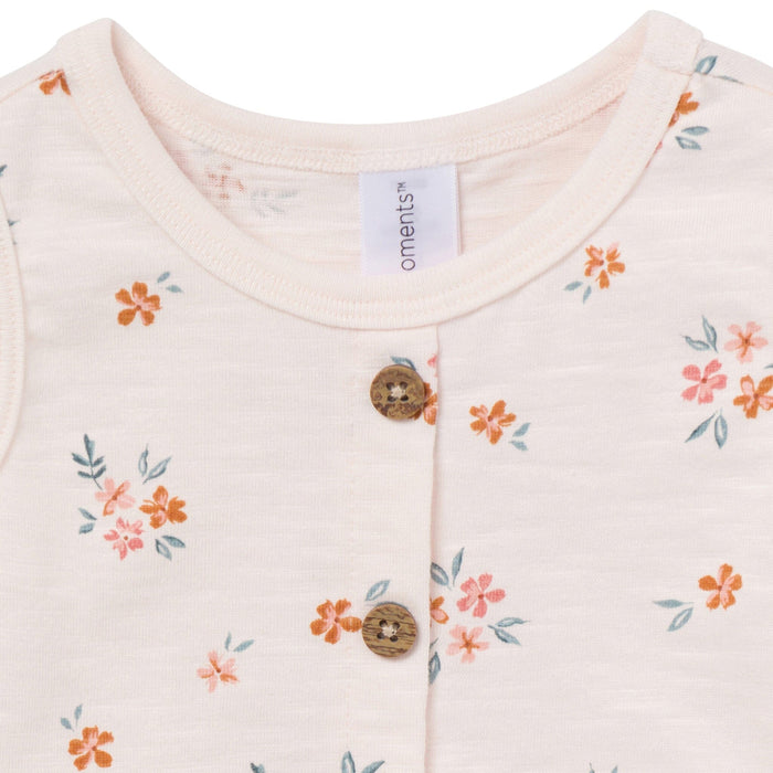 4-Piece Baby Girls Light Rose Flower Bunches/Rose Sleeveless Peplum Tops and Shorts Set outfits Modern Moments™ by Gerber®