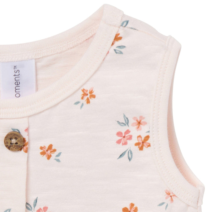 4-Piece Baby Girls Light Rose Flower Bunches/Rose Sleeveless Peplum Tops and Shorts Set outfits Modern Moments™ by Gerber®