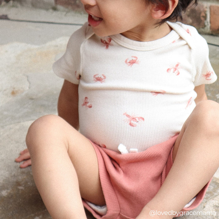 4-Piece Baby Neutral Beige Lobster Short Sleeve Bodysuits and Shorts Set outfits Modern Moments™ by Gerber®