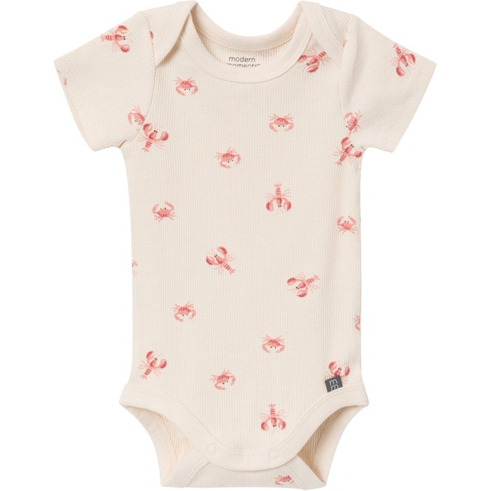 4-Pack Baby Neutral Beige Lobster/Medium Rose Short Sleeve Bodysuit and Shorts Set