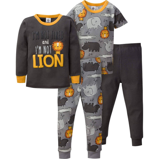 4-Piece Infant & Toddler Boys Lion Snug Fit Cotton Pajamas-Gerber Childrenswear