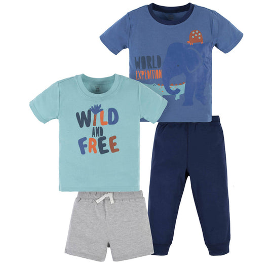 4-Piece Infant & Toddler Boys Wild & Free Tees, Shorts & Pants Set-Gerber Childrenswear