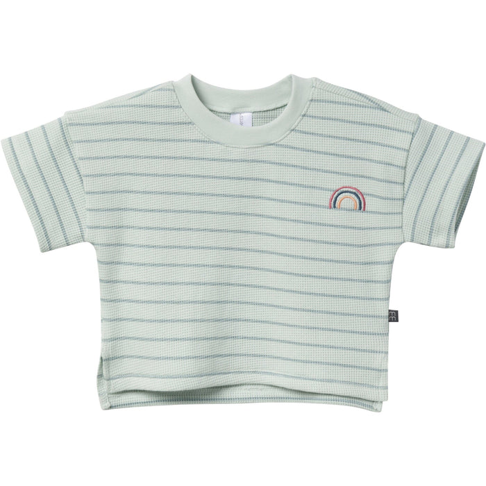 4-Piece Infant & Toddler Girls Light Sky Stripe Drop Shoulder Top and Shorts Set outfits Modern Moments™ by Gerber®