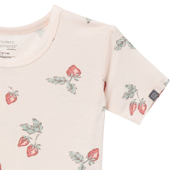 4-Piece Infant & Toddler Girls Light Rose Strawberry Tight Fitting Pajamas Set sleepwear Modern Moments™ by Gerber®