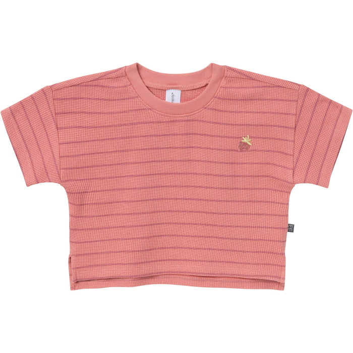 4-Piece Infant & Toddler Girls Medium Rose Stripe Drop Shoulder Top and Shorts Set outfits Modern Moments™ by Gerber®
