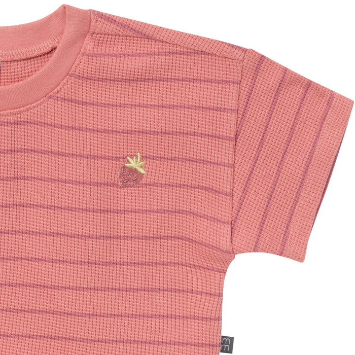 4-Piece Infant & Toddler Girls Medium Rose Stripe Drop Shoulder Top and Shorts Set outfits Modern Moments™ by Gerber®