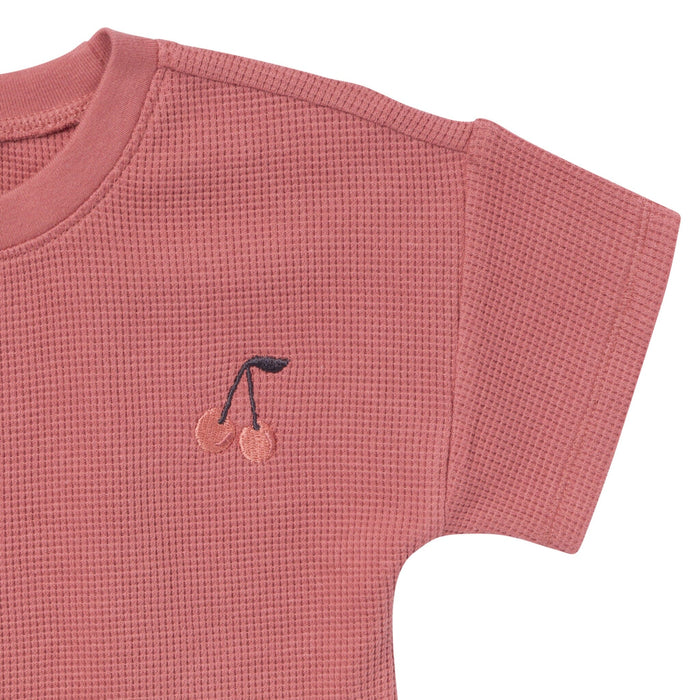 4-Piece Infant & Toddler Girls Medium Rose Stripe Drop Shoulder Top and Shorts Set outfits Modern Moments™ by Gerber®
