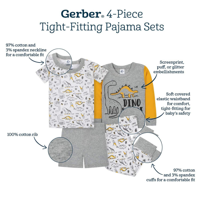 4-Piece Baby & Toddler Girls Unicorn Snug Fit Cotton Pajamas-Gerber Childrenswear