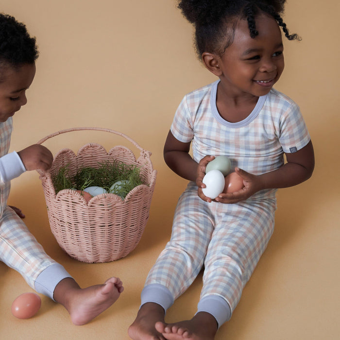 4-Piece Infant & Toddler Neutral Blue Plaid Tight Fitting Footless Pajamas sleepwear Modern Moments™ by Gerber®