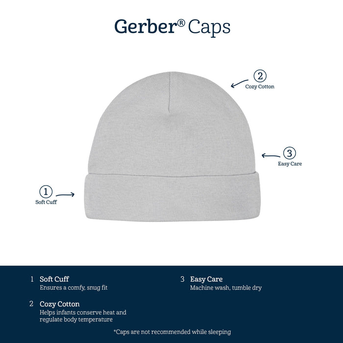 5-Pack Baby Girls Bear Caps