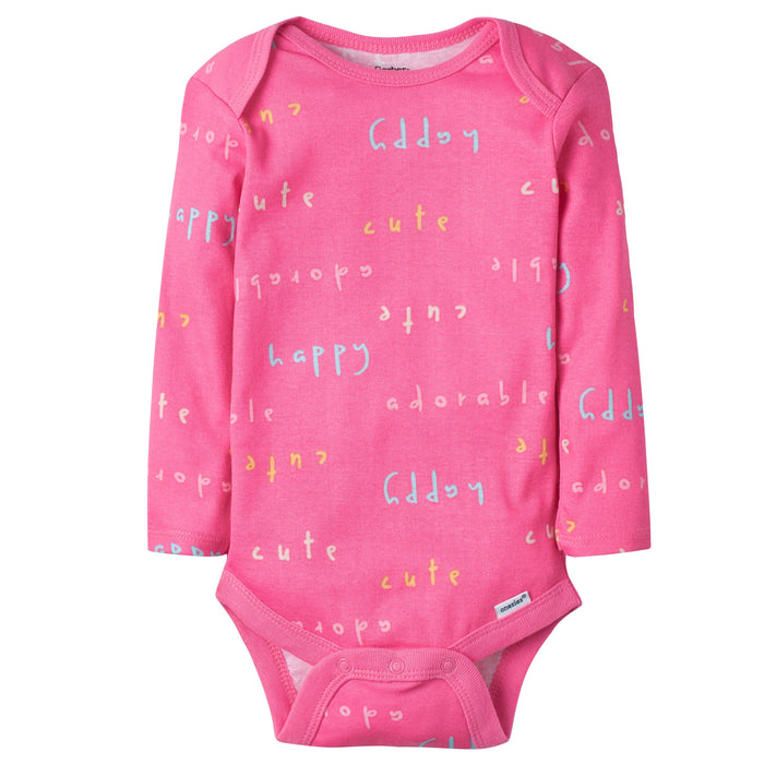 5-Pack Baby Girls Bear Long Sleeve Onesies® Bodysuits