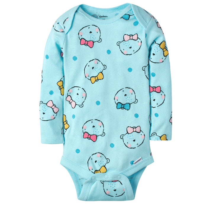 5-Pack Baby Girls Bear Long Sleeve Onesies® Bodysuits