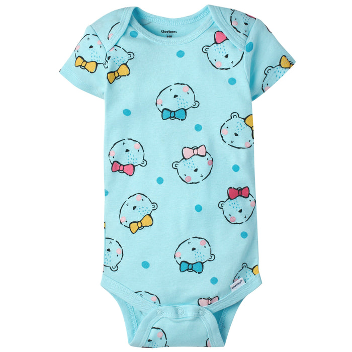 5-Pack Baby Girls Bear Short Sleeve Onesies® Bodysuits