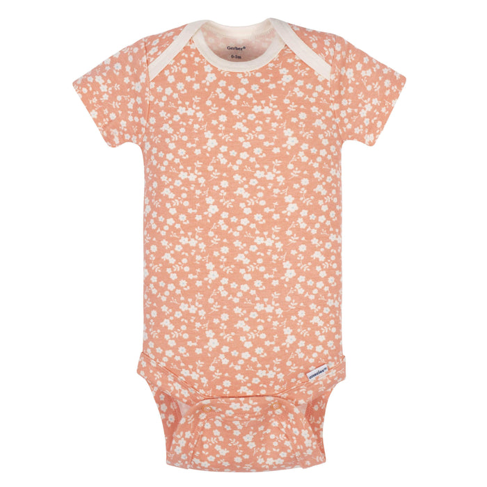 5-Pack Baby Girls Comfy Stretch Flower Pot Short Sleeve Onesies® Bodysuits-Gerber Childrenswear