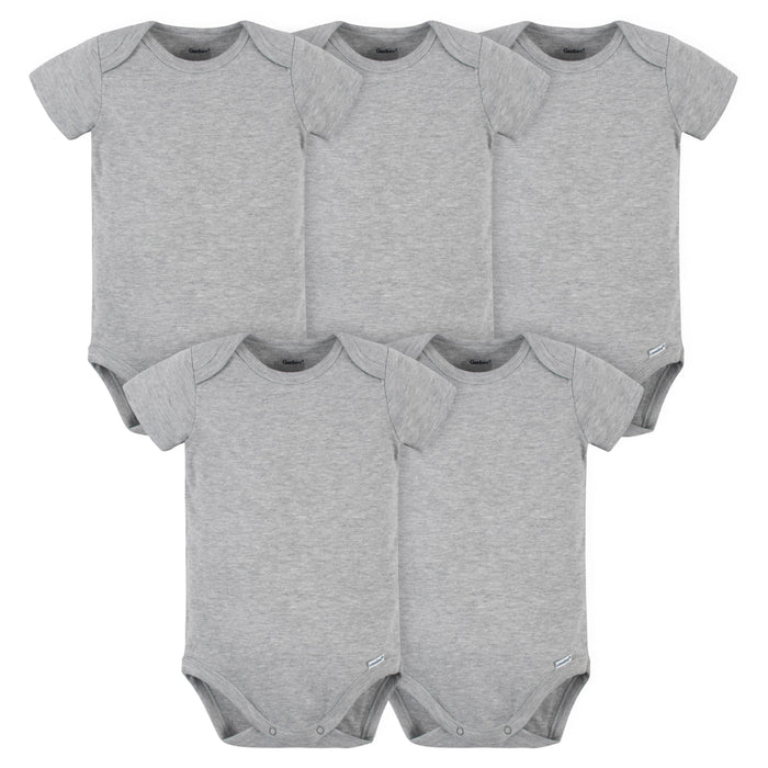 5-Pack Baby Heather Grey Premium Onesies® Bodysuits-Gerber Childrenswear
