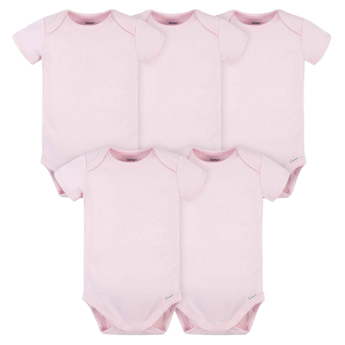 5-Pack Baby Light Pink Premium Onesies® Bodysuits-Gerber Childrenswear