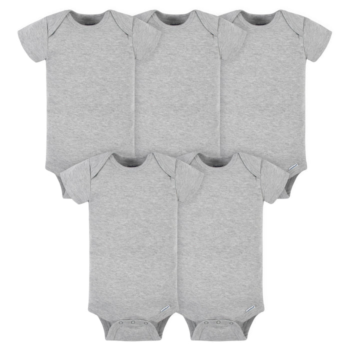 5-Pack Baby Heather Grey Onesies® Bodysuits-Gerber Childrenswear