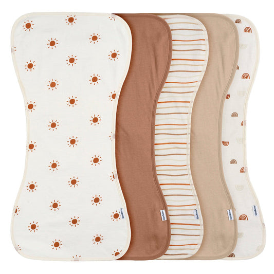 5-Pack Baby Neutral Rust Tan Burpcloth