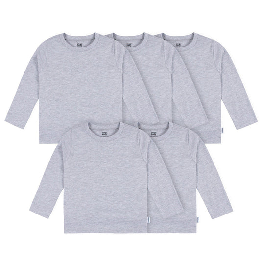 5-Pack Baby & Toddler Grey Heather Premium Long Sleeve T-Shirts