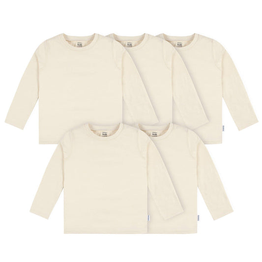 5-Pack Baby & Toddler Natural Premium Long Sleeve T-Shirts