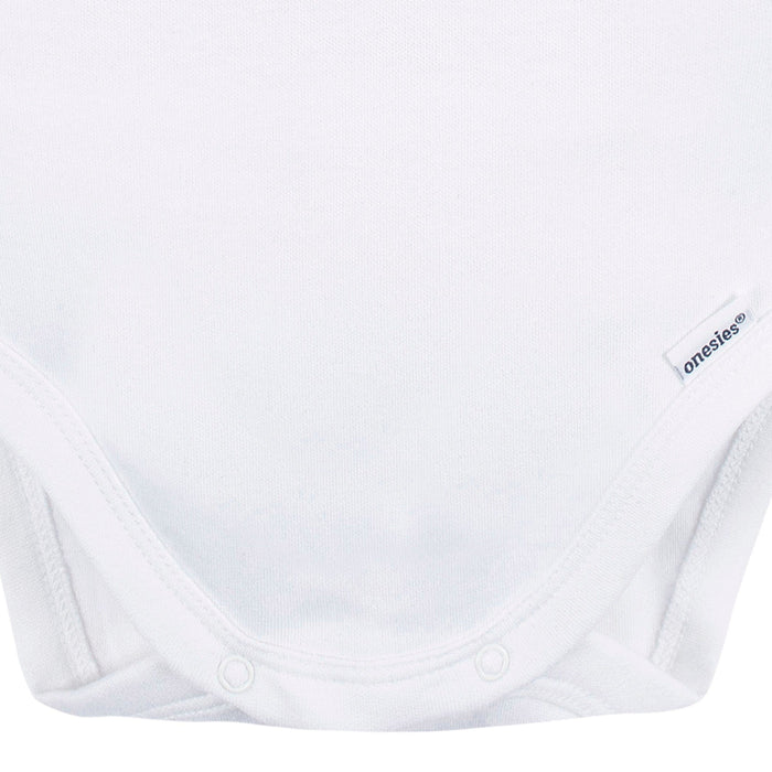 5-Pack Baby White Premium Long Sleeve Lap Shoulder Onesies® Bodysuits