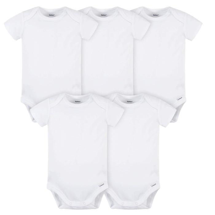 5-Pack Baby White Premium Onesies® Bodysuits-Gerber Childrenswear