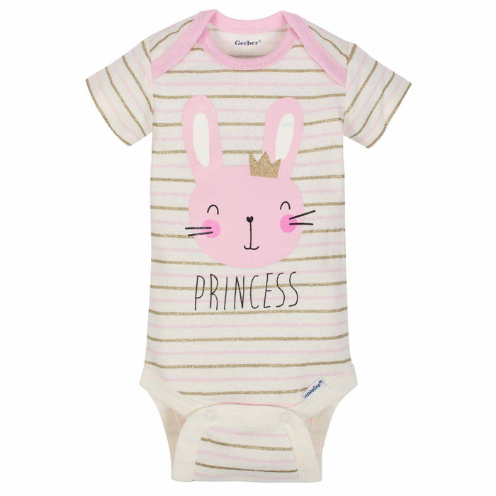 5-Pack Girls Princess Short Sleeve Onesies® Bodysuits-Gerber Childrenswear