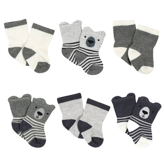 6-Pack Baby Boys Bear Wiggle Proof® Socks