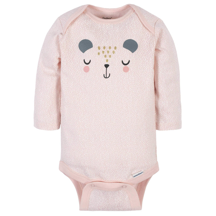 6-Pack Baby Girls Bear Long Sleeve Onesies® Bodysuits-Gerber Childrenswear