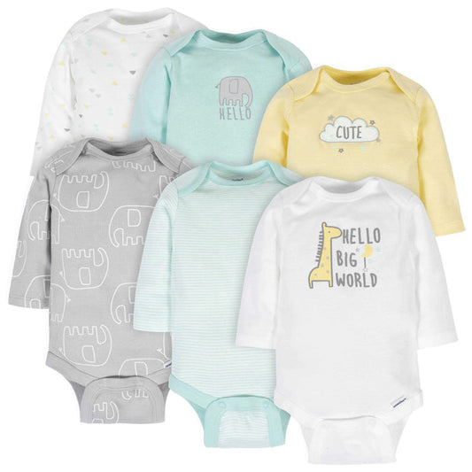 6-Pack Baby Neutral Animals Long Sleeve Onesies® Bodysuits