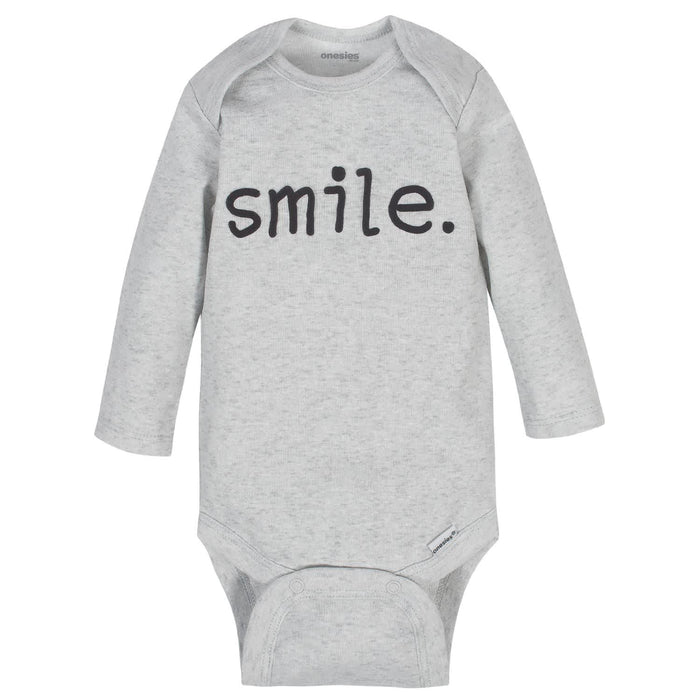 6-Pack Baby Neutral Words Long Sleeve Onesies® Brand Bodysuits-Gerber Childrenswear