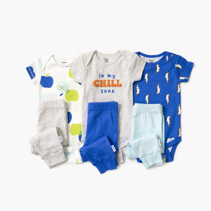 6-Piece Baby Boys Chill Zone Onesies® and Active Pant Set outfits Onesies® Brand