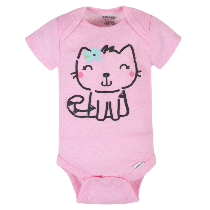 6-Piece Baby Girls Cat Onesies® Brand Bodysuits & Pants Set-Gerber Childrenswear