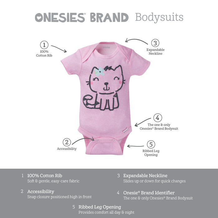 6-Piece Baby Girls Cat Onesies® Brand Bodysuits & Pants Set