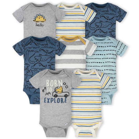 8-Pack Baby Boys Dinosaur Short Sleeve Onesies® Bodysuits-Gerber Childrenswear