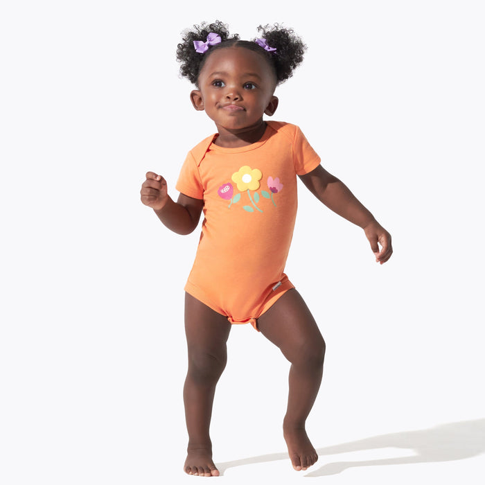 8-Pack Baby Girls Floral Fox Short Sleeve Onesies® Bodysuits