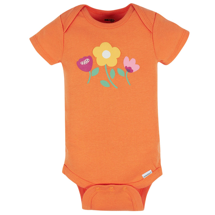 8-Pack Baby Girls Floral Fox Short Sleeve Onesies® Bodysuits