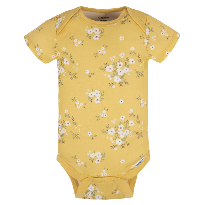 8-Pack Baby Girls Golden Floral Onesies® Bodysuits