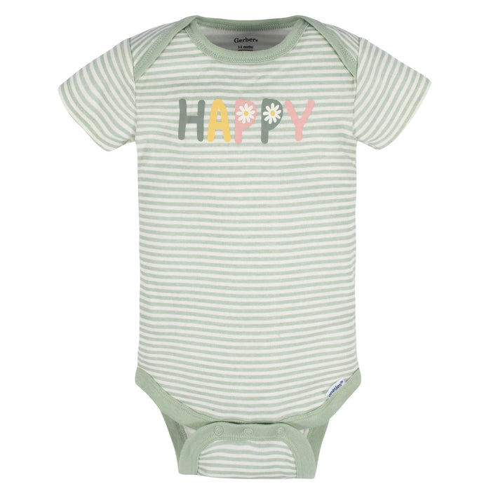 8-Pack Baby Girls Golden Floral Onesies® Bodysuits